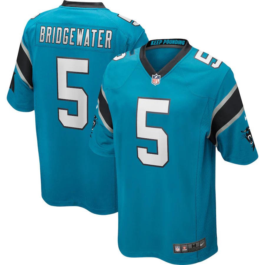 Men Carolina Panthers #5 Teddy Bridgewater Nike Blue Game NFL Jersey